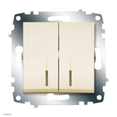 Выключатель 2 клавишный с подсветкой ABB Cosmo кремовый 619-010300-203