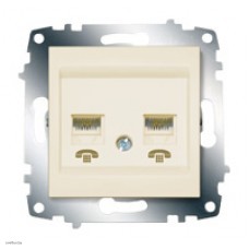 Розетка телефонная двойная ABB Cosmo кремовый 619-010300-222 Розетка телефонная двойная ABB Cosmo кремовый 619-010300-222