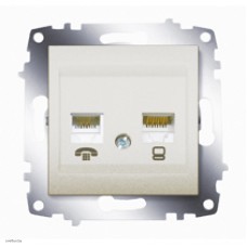 Розетка телефонная и компьютерная ABB Cosmo кремовый 619-010300-249