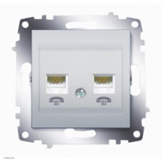 Розетка телефонная двойная ABB Cosmo алюминий 619-011000-222