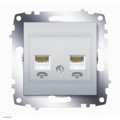 Розетка телефонная двойная ABB Cosmo алюминий 619-011000-222