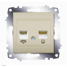 Розетка телефонная и компьютерная ABB Cosmo титаниум 619-011400-249