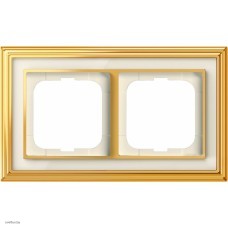 Рамка ABB Dynasty двухместная (латунь полированная, белое стекло) 1754-0-4561 Рамка ABB Dynasty двухместная (латунь полированная, белое стекло) 1754-0-4561