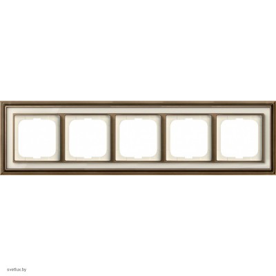 Рамка ABB Dynasty пятиместная (латунь античная, белое стекло) 1754-0-4584