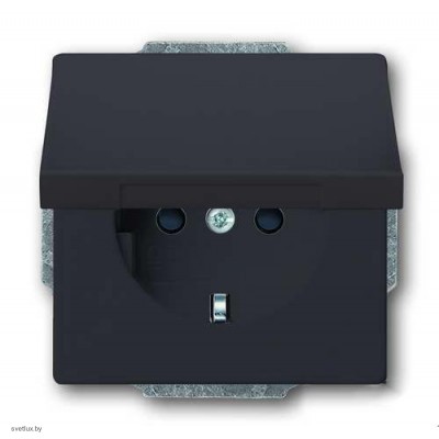 Розетка с заземлением с откидной крышкой (антрацит) 2018-0-1486