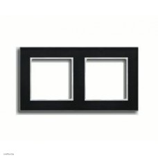 Рамка двойная, для горизон./вертик. монтажа Jung A Creation, черное стекло AC582GLSW