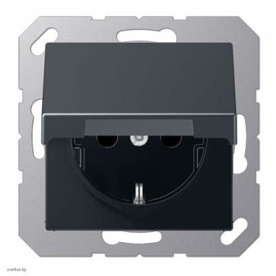 Розетка электрическая с заземлением, с крышкой, 250 В, 16 А, антрацит EP421KLAN