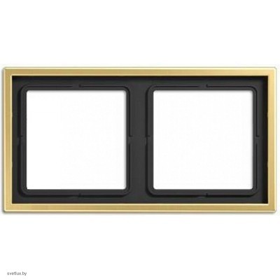 Рамка на 2 поста, горизонтальная/вертикальная, Jung LS 990, латунь классик ME2982C