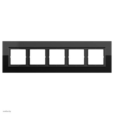 Рамка пятерная LS Plus черное стекло LSP985GLSW