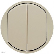 Выключатель двухклавишный 10А Legrand Celiane (слоновая кость) 66201 + 67002 + 67002 + 80251