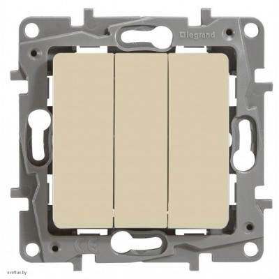 Выключатель трехклавишный на винтах 10АХ Legrand Etika Plus (слоновая кость) 672313