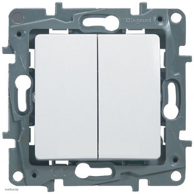 Выключатель-переключатель двухклавишный на зажимах 10AX Legrand Etika Plus (белый) 672212