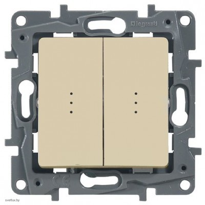 Выключатель-переключатель двухклавишный с подсветкой авт 10АХ Legrand Etika (слоновая кость) 672316