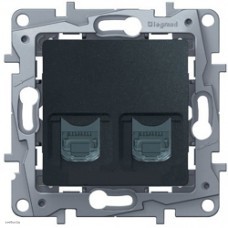 Розетка телефонна + компьютерная RJ45 кат5 UTP Legrand Etika (антрацит) 672652 Розетка телефонна + компьютерная RJ45 кат5 UTP Legrand Etika (антрацит) 672652