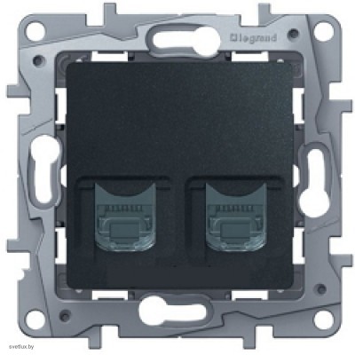 Розетка телефонна + компьютерная RJ45 кат5 UTP Legrand Etika (антрацит) 672652