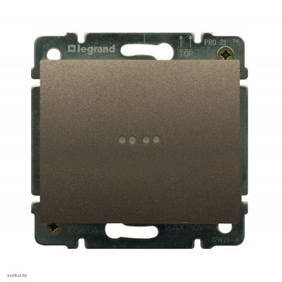 Выключатель одноклавишный с подсветкой 10А Legrand Galea Life (темная бронза) 771234 + 775600