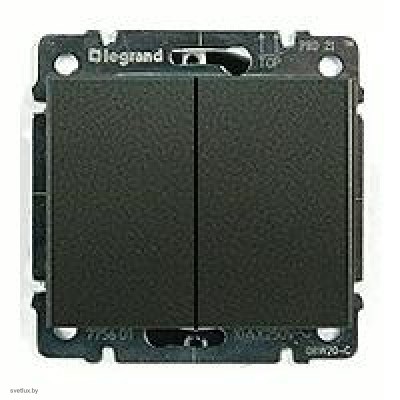 Выключатель двухклавишный, 10 А / 250 В~ Legrand Galea Life (темная бронза) 775805 + 771212