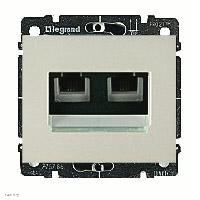 Розетка телефонная двойная RJ11 Legrand Galea Life (жемчужный) 775939 + 771595
