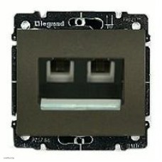 Розетка телефонная двойная RJ11 Legrand Galea Life (темная бронза) 775939 + 771295