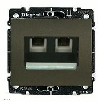 Розетка телефонная двойная RJ11 Legrand Galea Life (темная бронза) 775939 + 771295