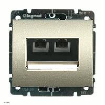 Розетка телефонная двойная RJ11 Legrand Galea Life (титан) 775939 + 771495