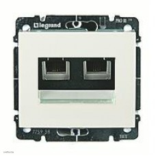 Розетка телефонная двойная RJ11 Legrand Galea Life (белый) 775939 + 777075