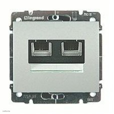 Розетка телефонная двойная RJ11 Legrand Galea Life (алюминий) 775939 + 771375