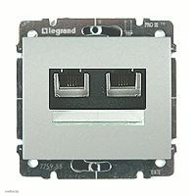 Розетка телефонная двойная RJ11 Legrand Galea Life (алюминий) 775939 + 771375