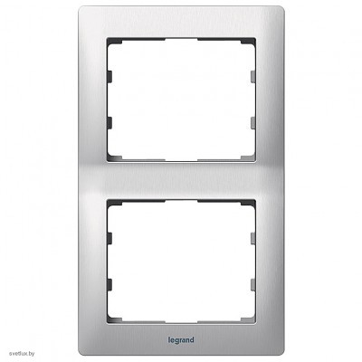 Рамка двойная Legrand Galea Life, шлифованный алюминий, для вертикального монтажа 771956