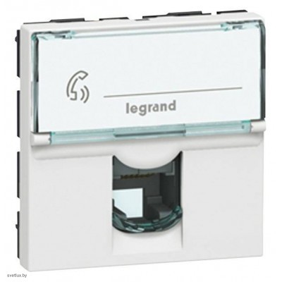 Розетка телефонная Legrand Mosaic RJ11 (2 модуля), белый 78731