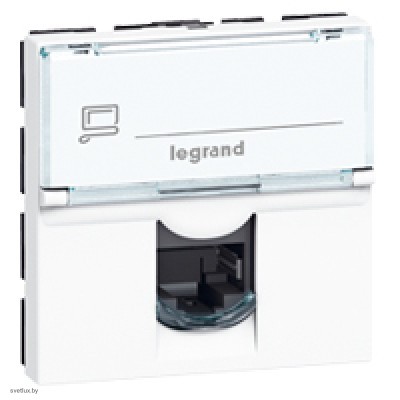 Розетка RJ45 Legrand Mosaic (Кат.6 UTP) 2 модуля LCS2, белый 76564