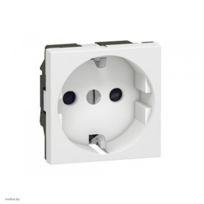 Розетка Legrand Mosaic с заземлением со шторками, белая 77211