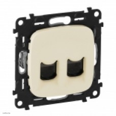 Розетка телефонная двойная RJ 11 Legrand Valena Allure, слоновая кость 753039 + 755426