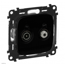 Розетка TV-SAT единственная (звезда), Legrand Valena Allure матовый черный 753057 + 754828