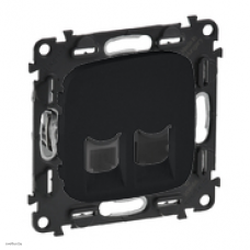 Розетка телефонная двойная RJ 11 Legrand Valena Allure, матовый черный 753039 + 755428