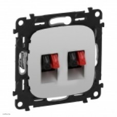 Розетка двойная акустическая с пружинными зажимами Legrand Valena Allure, алюминий 753078 + 755377