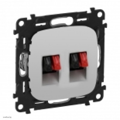 Розетка двойная акустическая с пружинными зажимами Legrand Valena Allure, алюминий 753078 + 755377