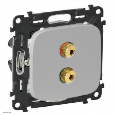 Розетка одинарная акустическая с винтовыми зажимами, Legrand Valena Allure, алюминий 753076 + 755287