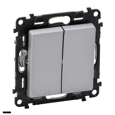 Выключатель двухклавишный 10 AX - 250 В, Legrand Valena Life алюминий 752005 + 755022