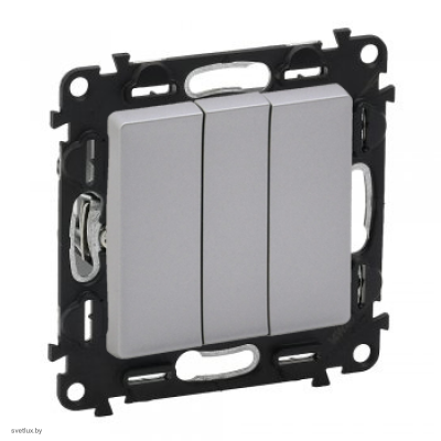 Выключатель трехклавишный 10 AX - 250 В, Legrand Valena Life алюминий 752003 + 755032