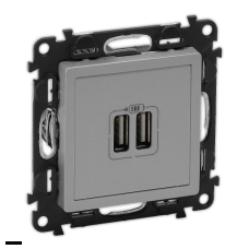 Розетка USB двойная для зарядки 1500 мА Legrand Valena Life, алюминий 753612