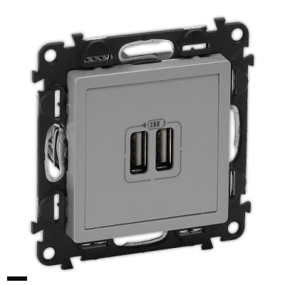 Розетка USB двойная для зарядки 1500 мА Legrand Valena Life, алюминий 753612