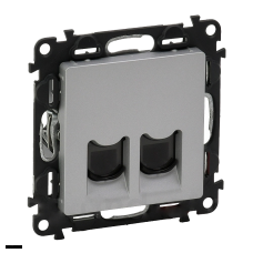 Розетка телефонная двойная RJ 11 Legrand Valena Life, алюминий 753039 + 755422