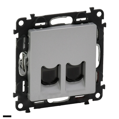 Розетка телефонная двойная RJ 11 Legrand Valena Life, алюминий 753039 + 755422