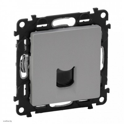 Розетка телефонная одинарная RJ 11 Legrand Valena Life, алюминий 753068 + 755412