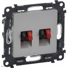 Розетка двойная акустическая с пружинными зажимами Legrand Valena Life, алюминий 753078 + 755372