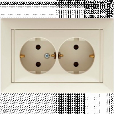 Розетка двойная (моноблок) с заземлением, Legrand Valena (слоновая кость) 774370
