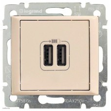 Розетка USB двойная, Legrand Valena (слоновая кость) 774170 Розетка USB двойная, Legrand Valena (слоновая кость) 774170