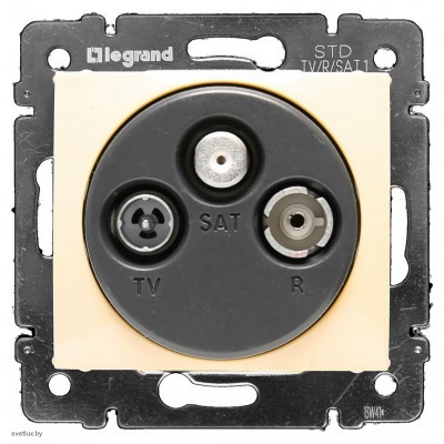 Розетка TV SAT FM оконечная 10Дб 2400МГц, Legrand Valena (слоновая кость) 774336