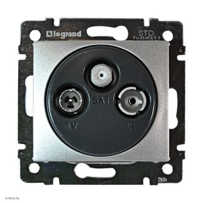 Розетка TV SAT FM проходная 14Дб 2400МГц, Legrand Valena (алюминий) 770137